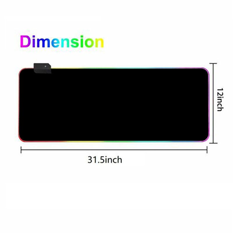Très grand tapis de souris RVB RVB surdimensionné avec carte de jeu 31,5 x 12 po, carte, Noir