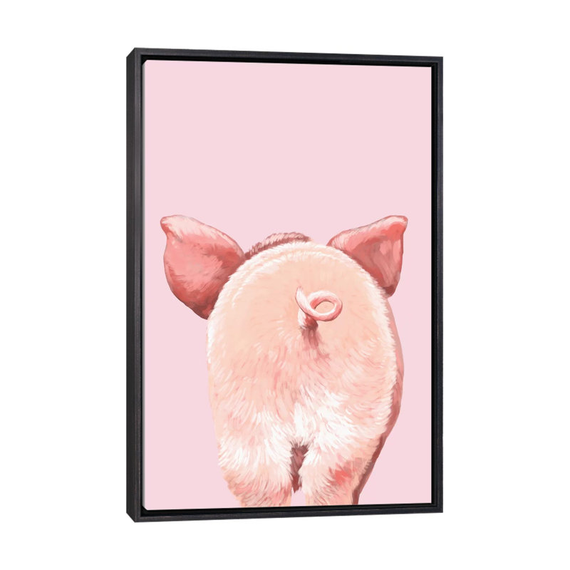 Art de cochon, H 48 po x l 32 po x P 1,5 po, Toile avec cadre noir patiné