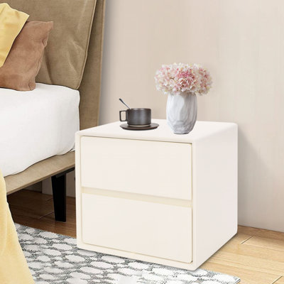 Nightstand With Drawers, Cream White Nightstands For Bedrooms, Dormitories, Bedside Table With Drawers by Latitude Run