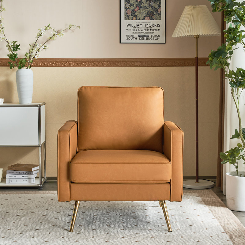 Fauteuil club Bakker, Similicuir brun