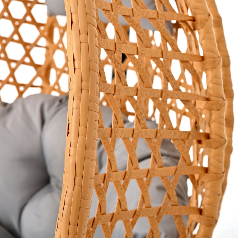 Sturdy Hammock Chair With Stand, Durable Hanging Egg Chair With Rattan Weaving ,Comfortable Indoor Outdoor Swing  Chairs With Soft Removable Cushion,Suitable For Balcony, Bedroom,Or Garden