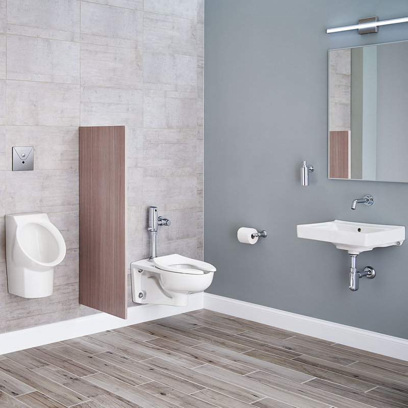 Lavabo de salle de bain mural rectangulaire en porcelaine vitreuse avec trop-plein Decorum