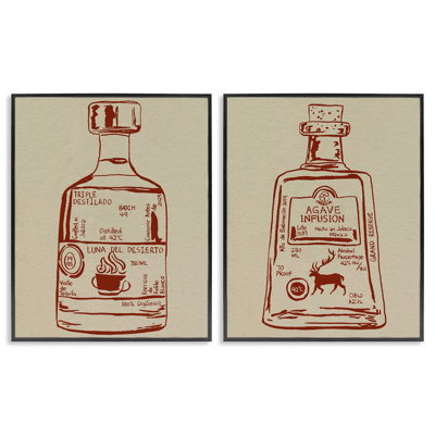 Ensemble de 2 giclées encadrées "Liquor Bottle Essence", design par Melissa Wang