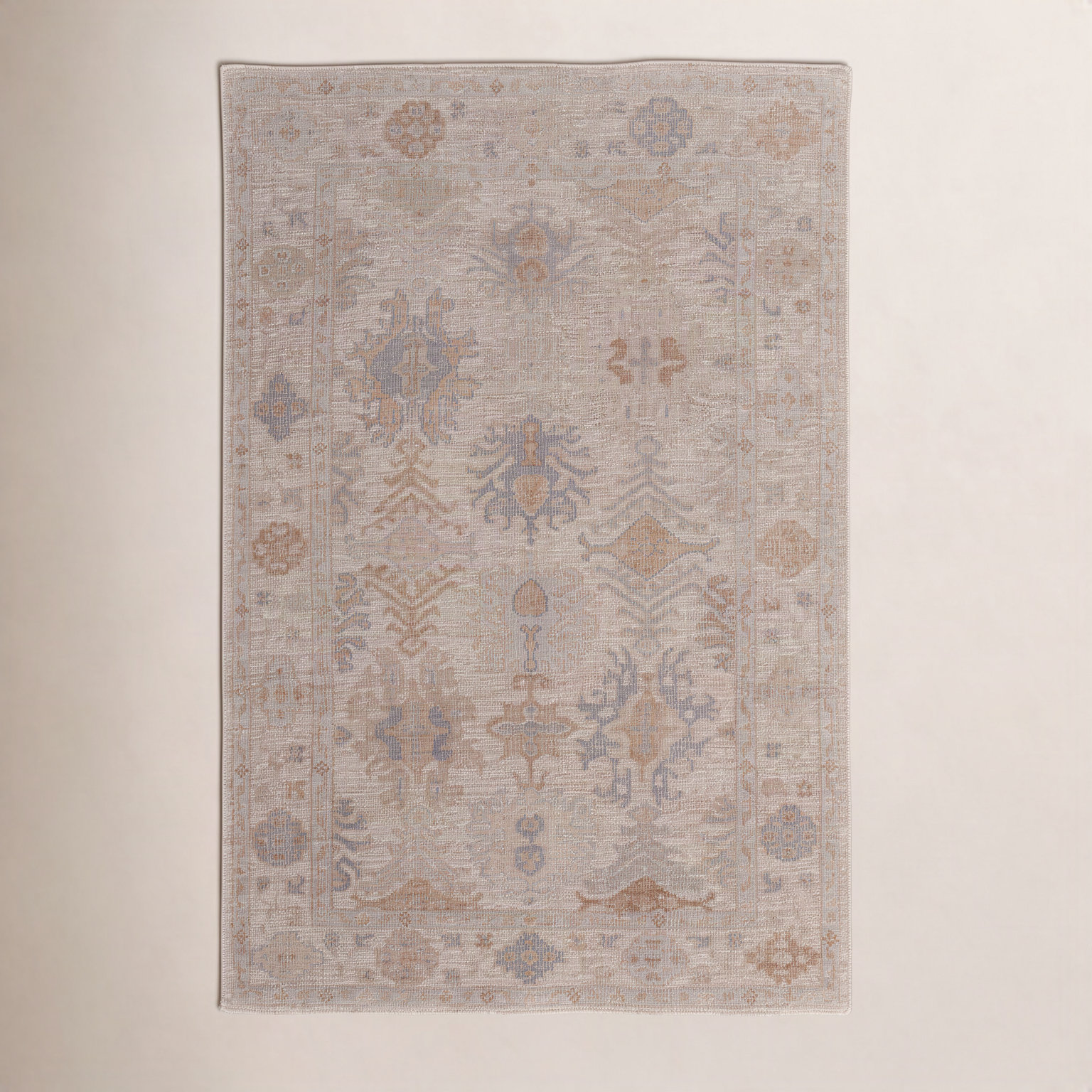 Fergerson Light Brown Hand-Knotted Floral Rug, Rectangle 8' x 10'
