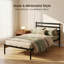 Structure de lit simple, lit plateforme classique en métal, aucun matelas requis, style minimaliste moderne, noir