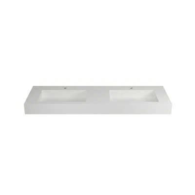 Lavabo de salle de bain mural en résine 60 po blanc