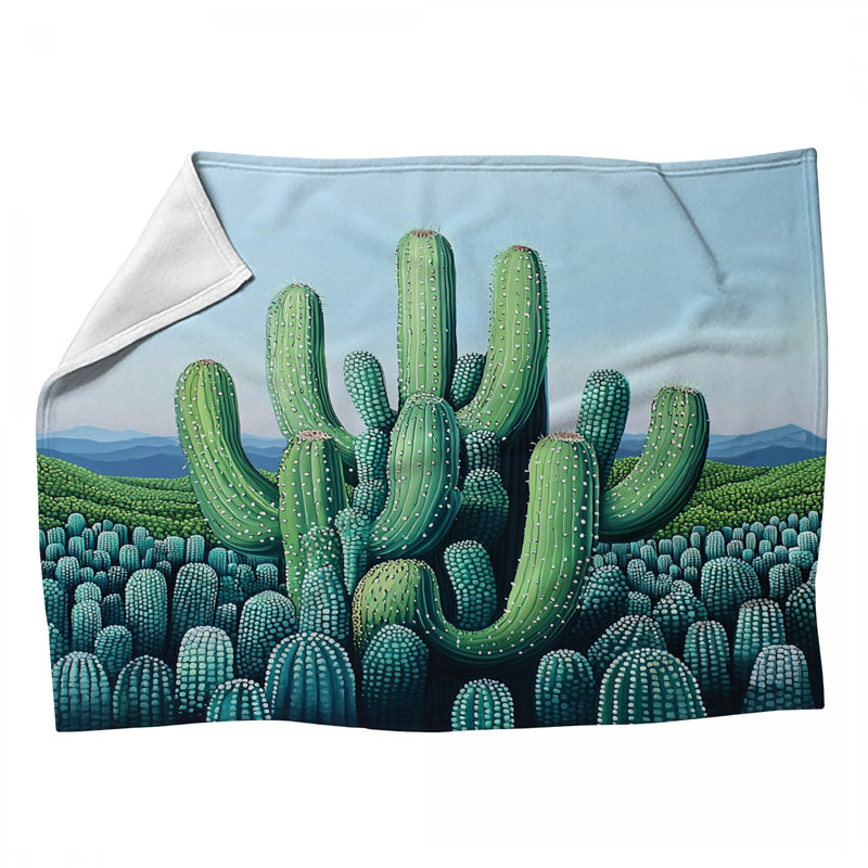 Jeté polaire Cactus - Jeté désert pour canapé ou lit, L 50 po x L 60 po