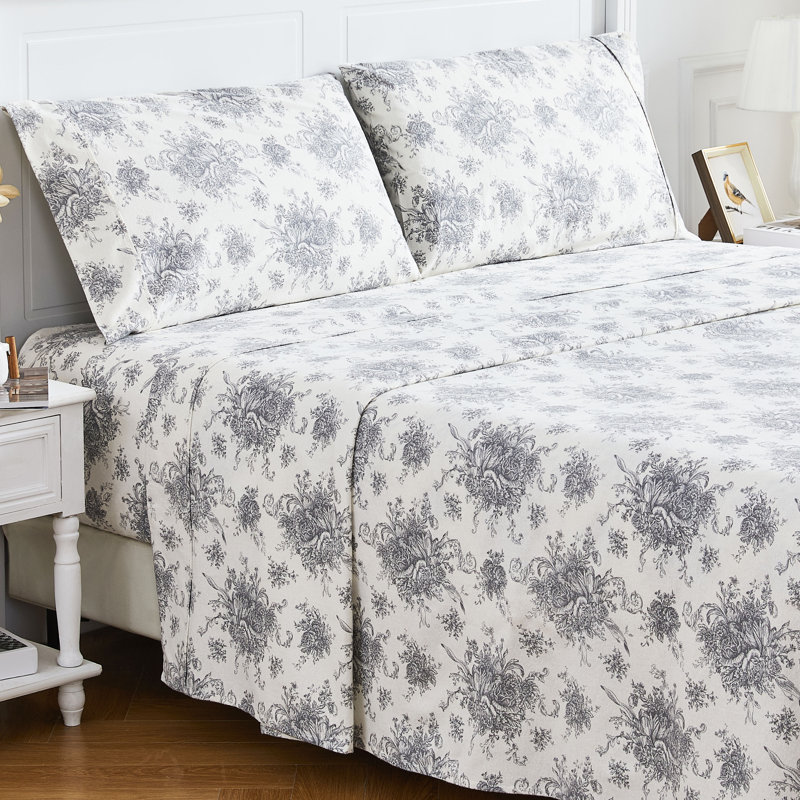 Bloomsdale Flannel Sheet Set, Twin Sheet Set with 1 Pillowcase, Gray