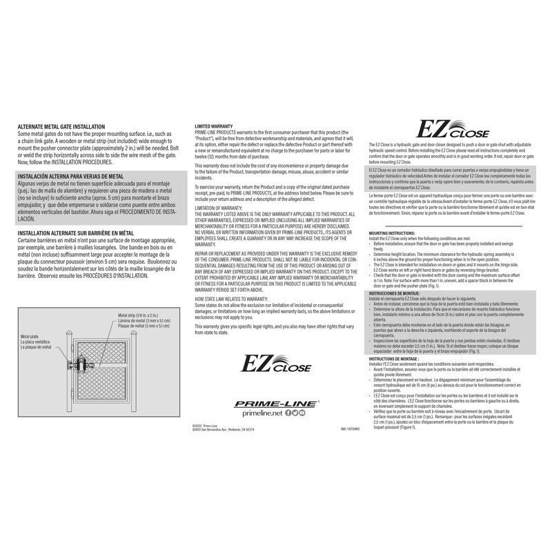 Prime-Line 10" H × 3" W Spring Single Door Hinge