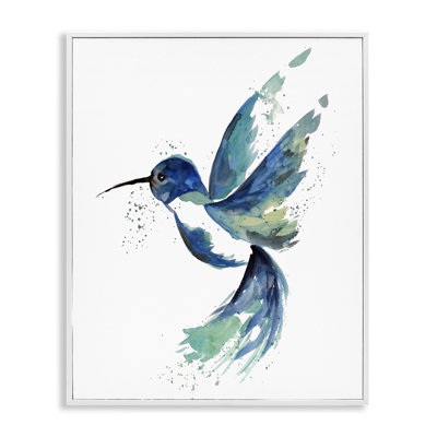 Modern Blue Hummingbird Flying Giclee Art By Sebastian Grafmann