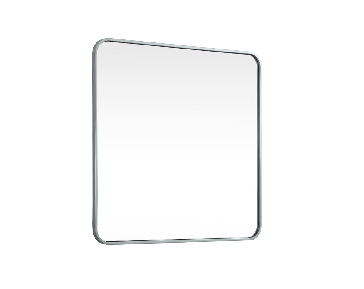 Metal Square Wall Mirror, 30"  x 30", Silver