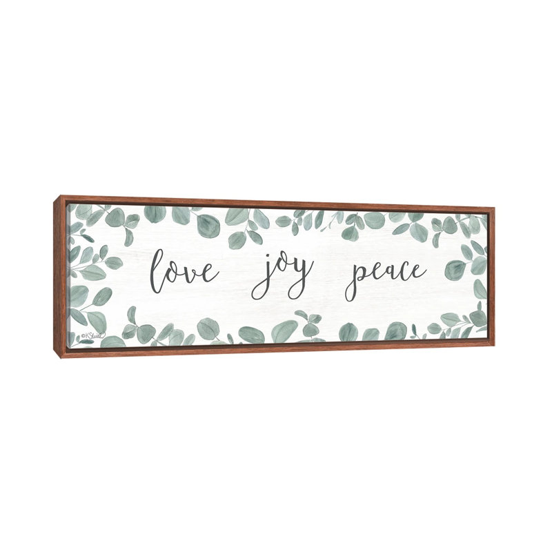 Love-Joy-Peace Eucalyptus by Kate Sherrill - Panoramic Print on Canvas, 121.92 cm H x 40.64 cm W, Brown Floater Frame