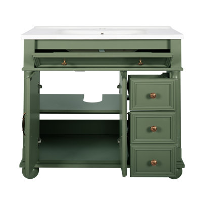 Meuble-lavabo Mid-Century avec base de colonne romaine et rangement