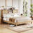 Rattan Bed Frame King With Shelves, Boho King Bed Frame With Shelf Headboard Sliding Door