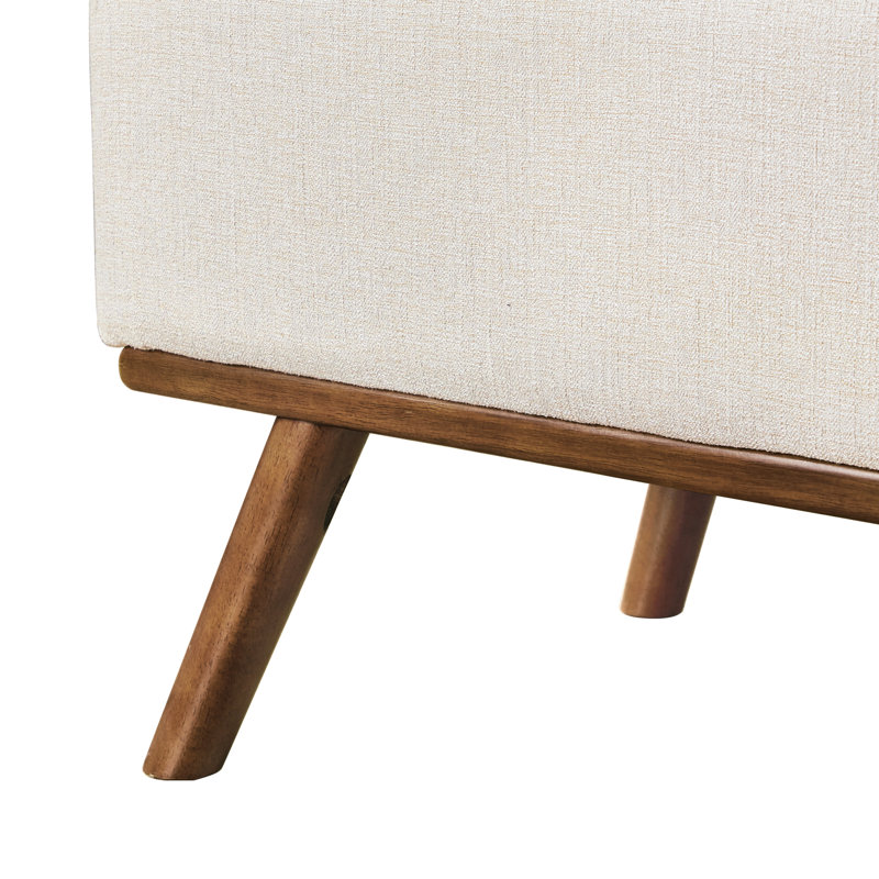 Banc de rangement en lin Leaysia, Crème ; lin