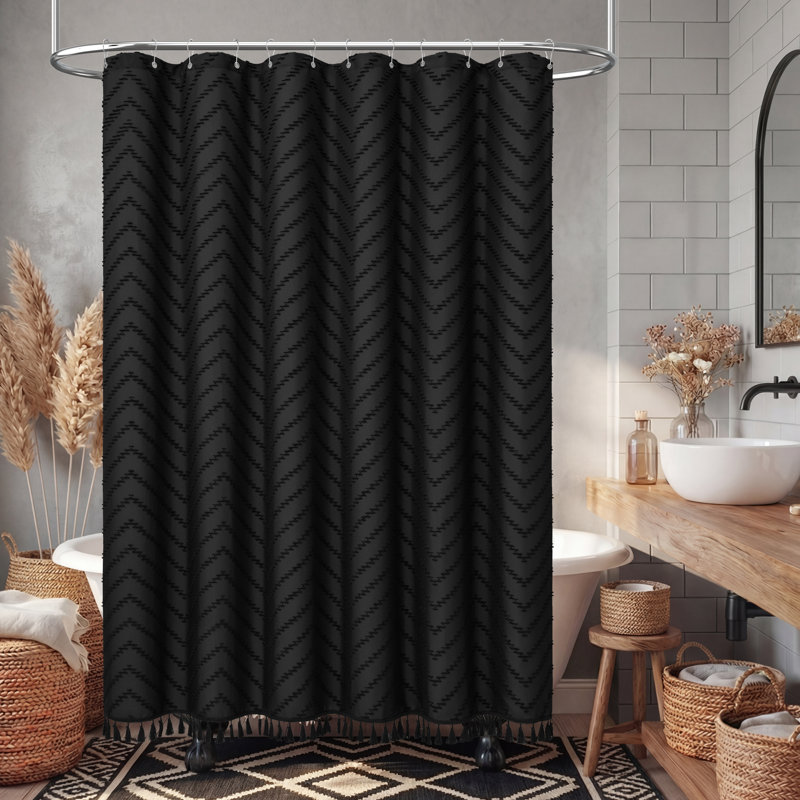 Rideaux de douche Boho, H 84 po x l 72 po, Noir