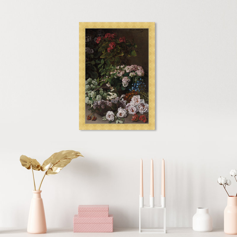 Classic Floral Bouquet by  - Picture Frame Print, H 17 po x l 12 po, Or
