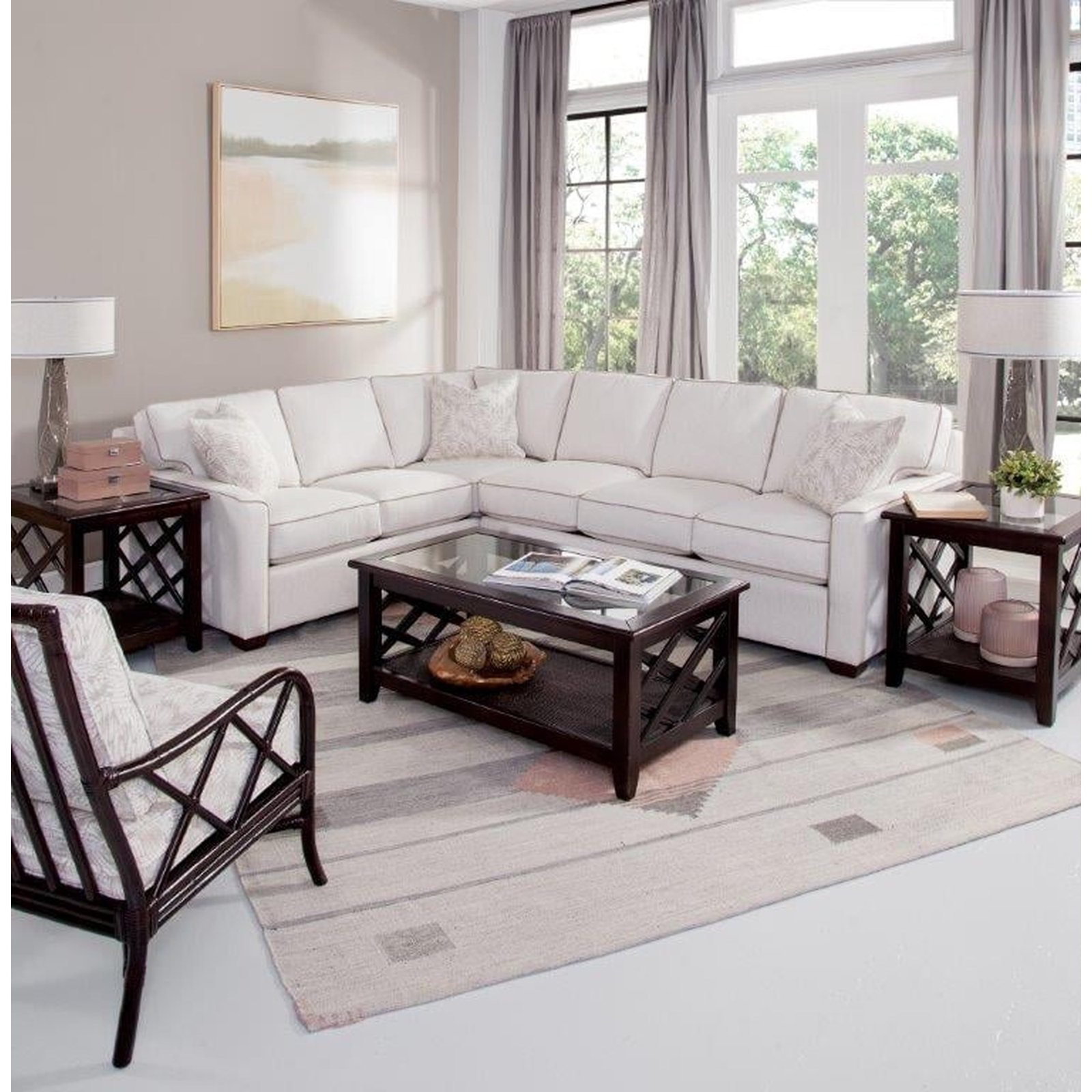 Frye Sectional, Elite Ivory; 0321-91, Honey, Right Hand Facing
