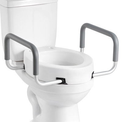Siège de toilette surélevé avec accoudoirs, capacité de charge de 300 lb, hauteur de levage de 3,5 pouces, siège de toilette surélevé avec poignées rembourrées pour les personnes âgées, les personnes âgées, les personnes à mobilité réduite, les personnes handicapées et les adultes
