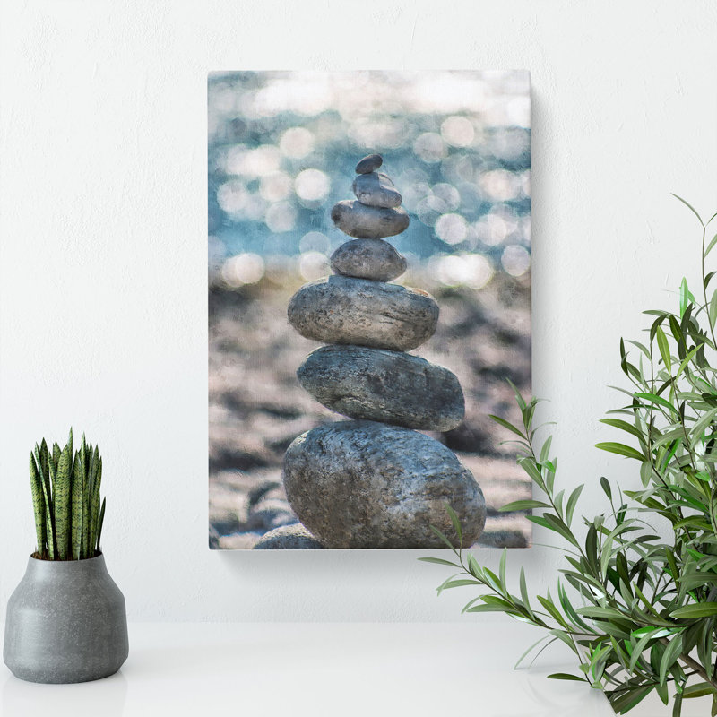 Stacked Zen Stones - Wrapped Canvas Print, 76cm H x 50cm W x 3cm D
