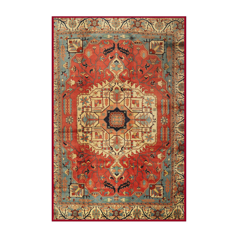 Tapis oriental orange / bleu, Rectangle 7 pi x 10 pi