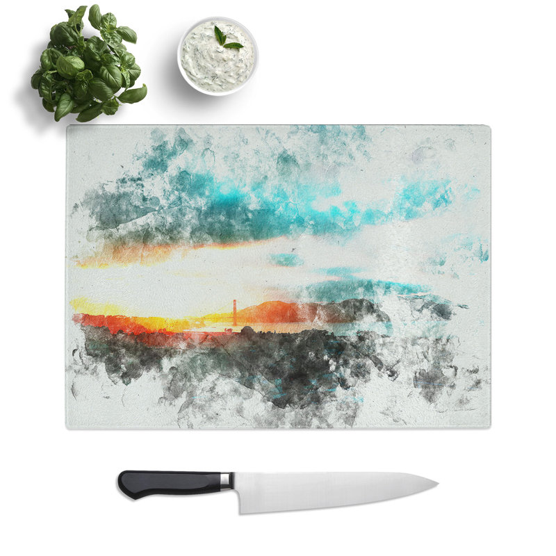 Tempered Glass San Francisco Skyline Chopping Board, 28.5 cm x 39 cm