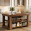 Îlot de cuisine avec tablettes de rangement, tablette de cuisine de 55 pouces avec grand plan de travail, structure en bois stable, style maison de campagne