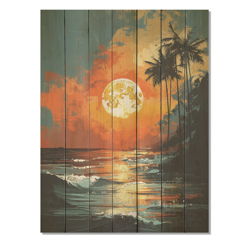 Sunset Strip At Coastal Paradise I - Minimalisme côtier sur bois, H 32 po x l 24 po
