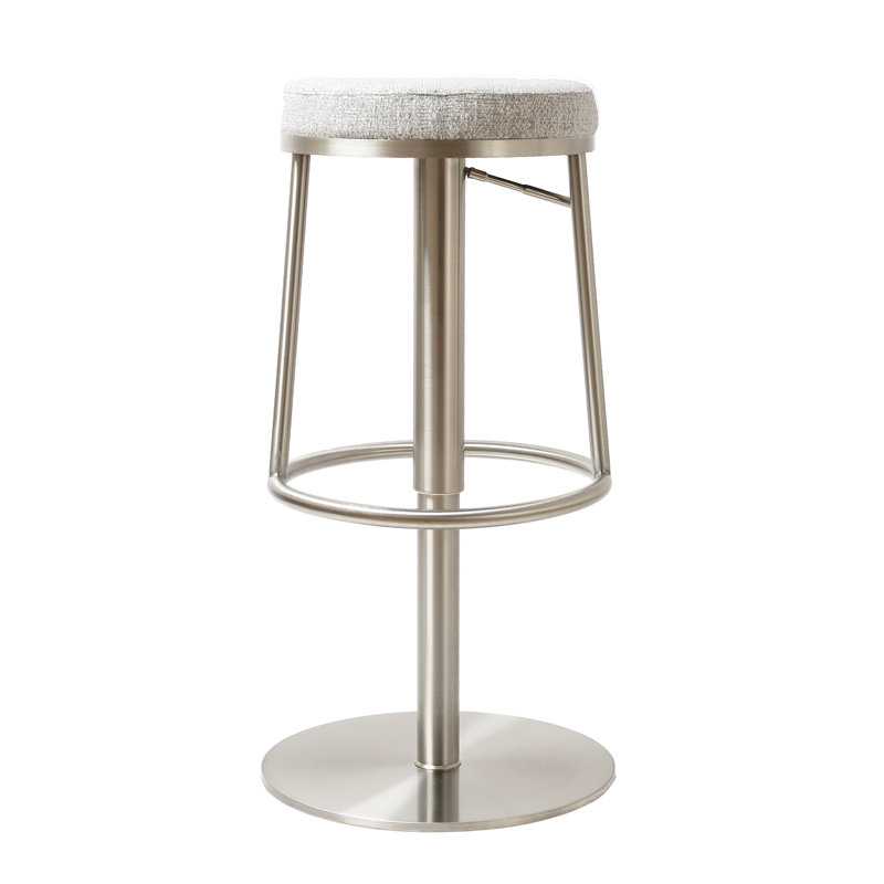 Alfonz Swivel Upholstered Adjustable Height Counter Stool with Metal Frame, Grey/Silver