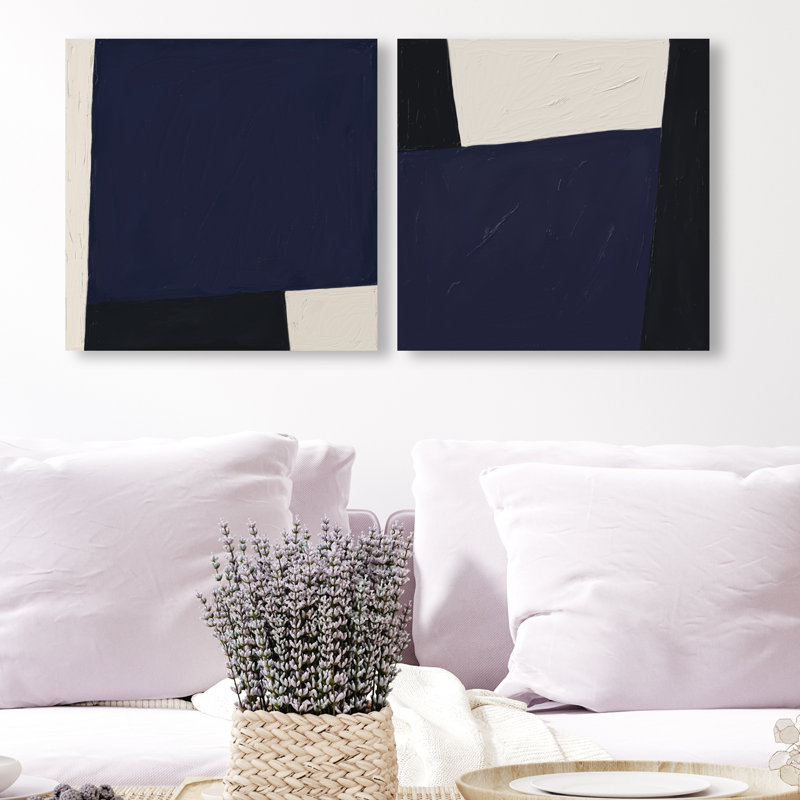 In Blue Set Canvas Abstract Print by Oliver Gal, Black Frame, 12 x 12, 16"H x 16"W, Gallery Wrapped