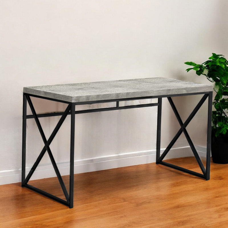 24" Rectangular Computer Desk, Gray/Black