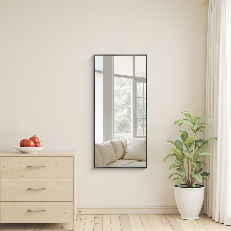 47''H x 22''W Rectangle Black Metal Bathroom Vanity Mirror Modern Accent Mirror Decorative Wall Mirror for Living Room Bedroom Entryway