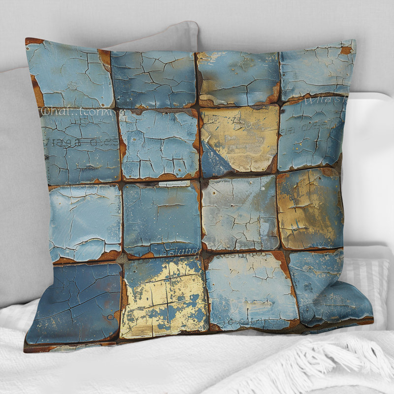 Coussin Blue and Gold, Carrée, H 18 po x l 18 po