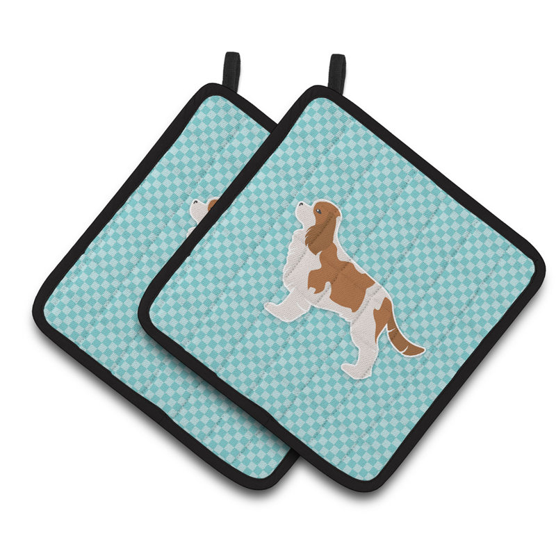 East Urban Home Gingham Polyester Potholder Set, Blue