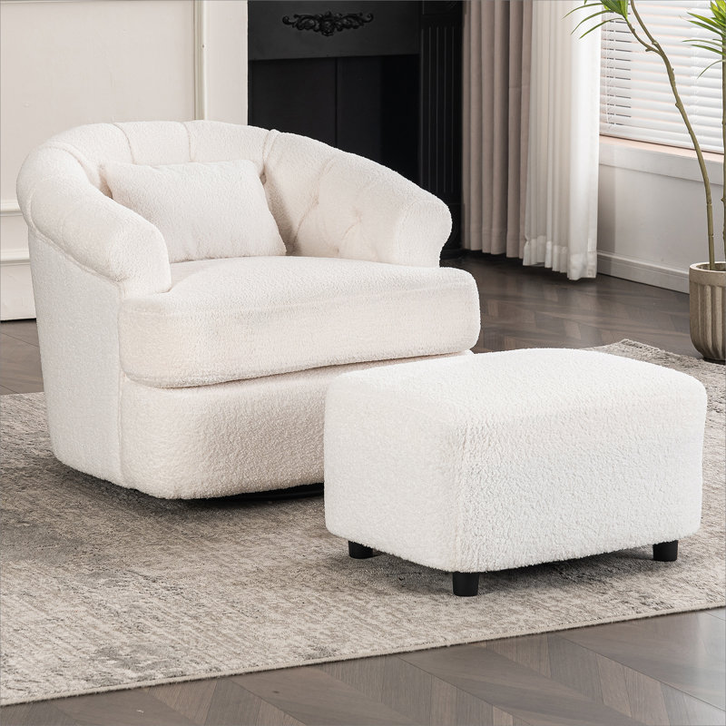 Chaise pivotante en tissu avec repose-pieds Teddy