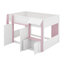 Lit mezzanine double avec rangement, porte et fenêtre, structure de lit en bois avec rangement-484152804
