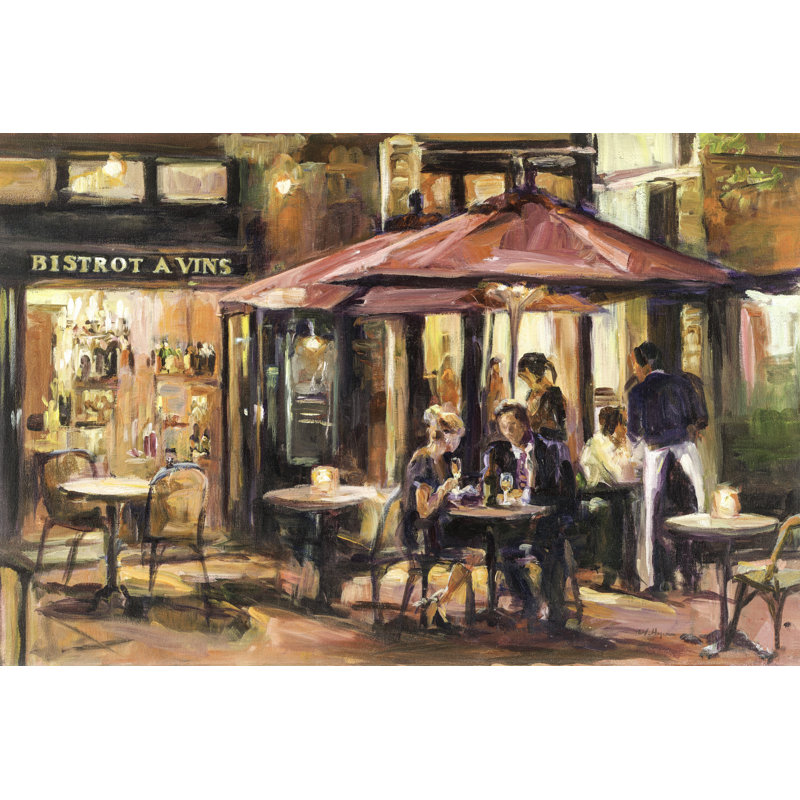 Café, restaurant, scène de rue, bistro A Vins, européen, rouge, brun, brun clair, romantique, H 16 po x l 24 po x P 1,5 po