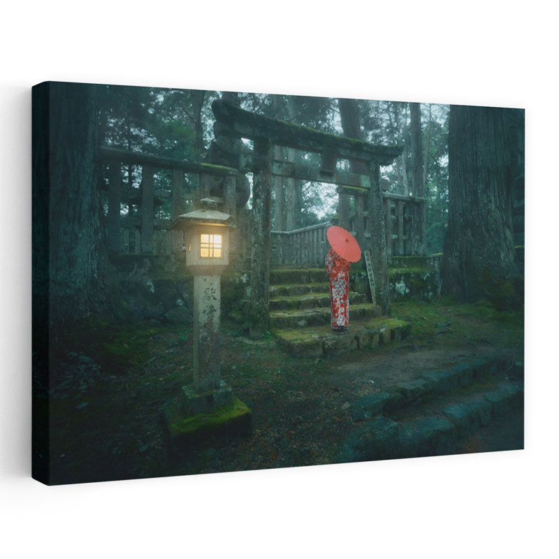 Art contemporain, paysage paisible de forêt traditionnelle sereine, H 12 po x l 18 po