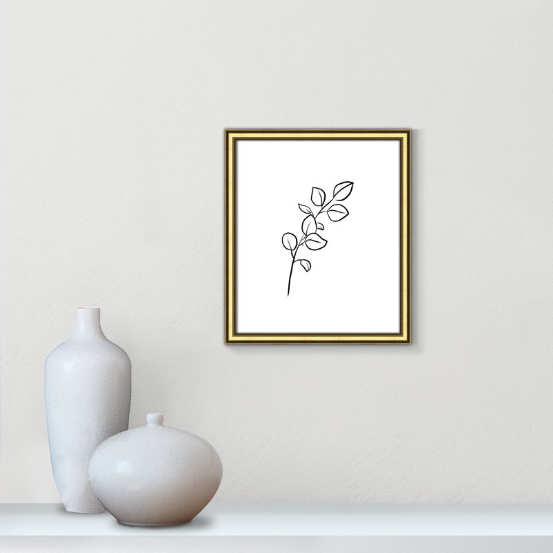 Simple Flowers " Simple Flowers 3 ", Gold Framed Paper, 15" H x 13" W x 0.88" D