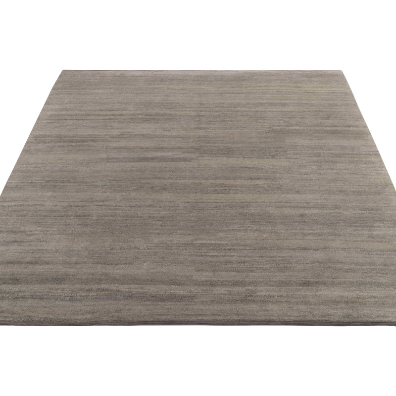 Silk Striped Area Rug in Gray/Beige/Brown/Charcoal Black