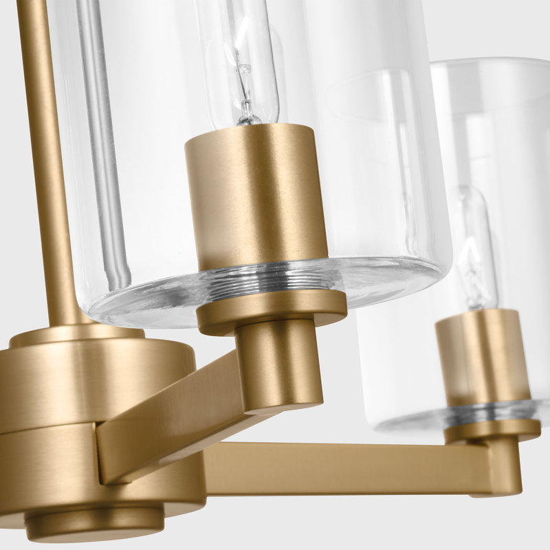 Fullton Dining Room Chandelier With Clear Shade, 10.375" H x 21.625" W x 21.625" D, 3 Lights, Satin Brass