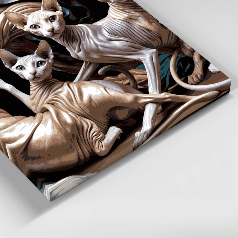 «Cats Sphynx Gray», art mural sur toile, H 20 po x l 30 po