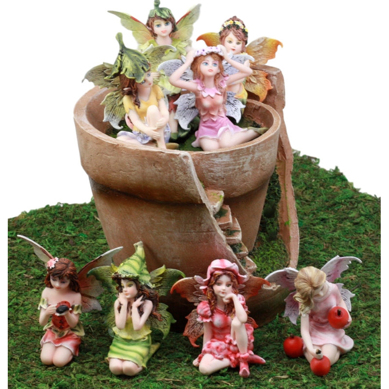 Ensemble de 9 figurines Christabelle Enchanted Fairy Garden Miniatures Starter