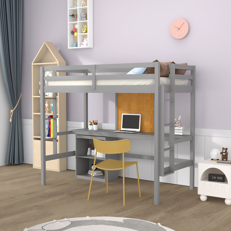Lit mezzanine simple Idalla Kids, gris