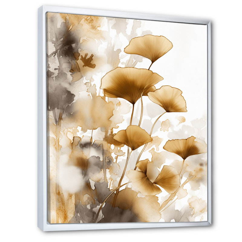 Beige crème et jardin d'herbes I, Cadre flottant blanc, H 44 po x l 34 po x P 1,5 po