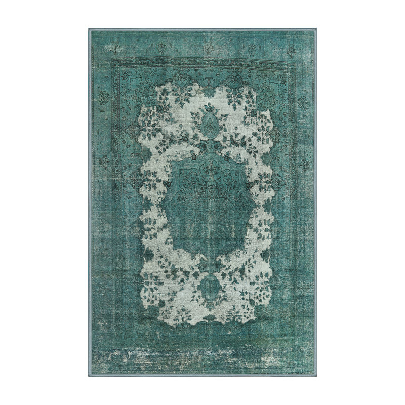 Tapis oriental vert / blanc, Rectangle 7 pi x 9 pi