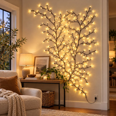 7.5-Foot Lighted Willow Vine with 144 LEDs, Remote Control and Flexible Branches