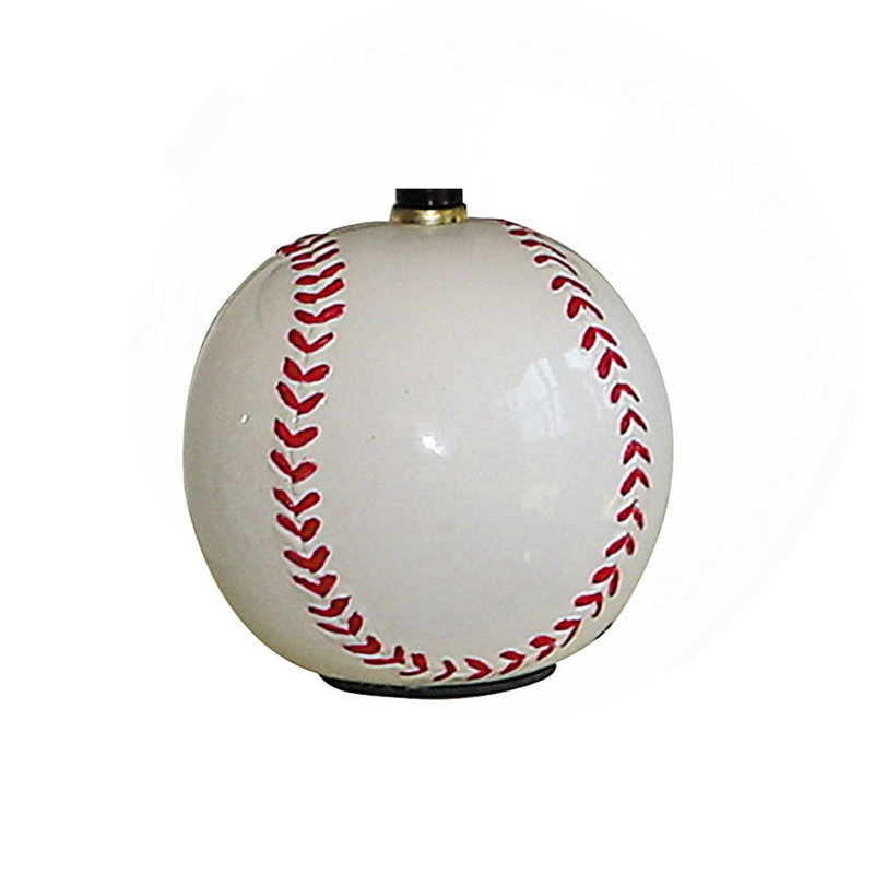 Lampe de table haute 12 po en céramique, forme baseball, abat-jour en lin
