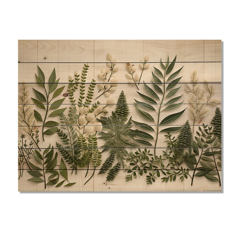 Herbes Chive Symphony III - Herbes florales sur bois, H 24 po x l 32 po
