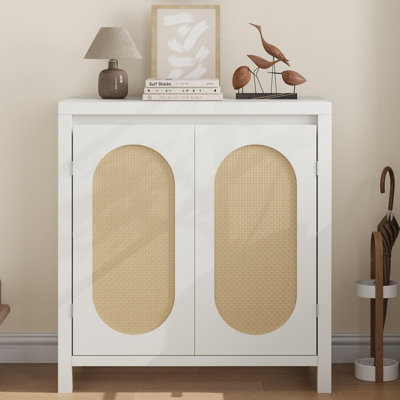 Buffet de rangement avec portes en rotin et tablette réglable - Armoire décorative pour le salon. Salle à manger ou entrée